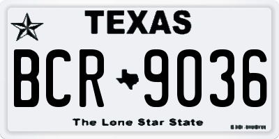 TX license plate BCR9036