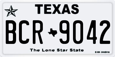 TX license plate BCR9042