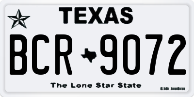TX license plate BCR9072