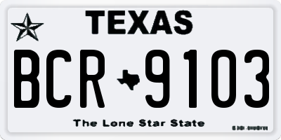 TX license plate BCR9103