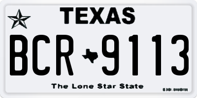 TX license plate BCR9113