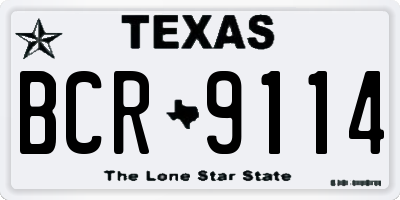 TX license plate BCR9114