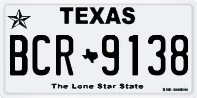 TX license plate BCR9138