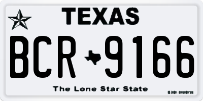 TX license plate BCR9166