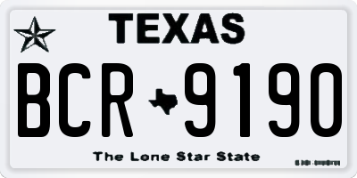 TX license plate BCR9190