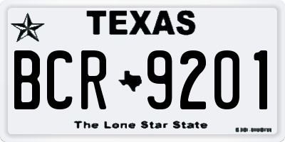 TX license plate BCR9201