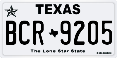 TX license plate BCR9205
