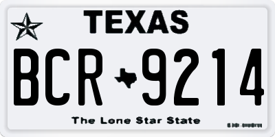TX license plate BCR9214