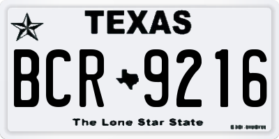 TX license plate BCR9216