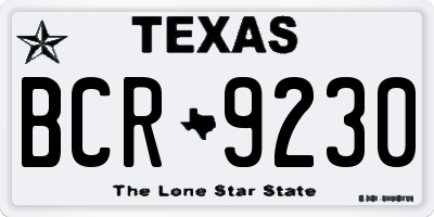 TX license plate BCR9230