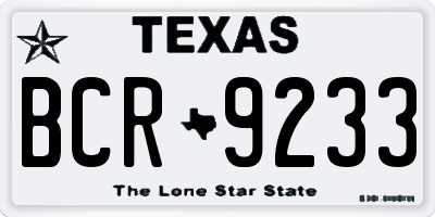 TX license plate BCR9233