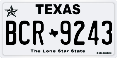 TX license plate BCR9243