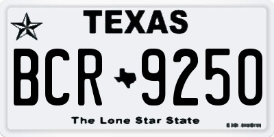 TX license plate BCR9250