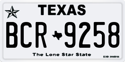 TX license plate BCR9258