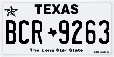 TX license plate BCR9263