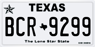 TX license plate BCR9299