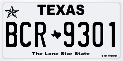 TX license plate BCR9301