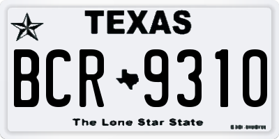 TX license plate BCR9310