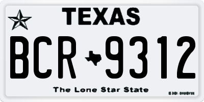 TX license plate BCR9312