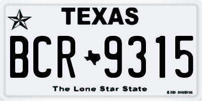 TX license plate BCR9315