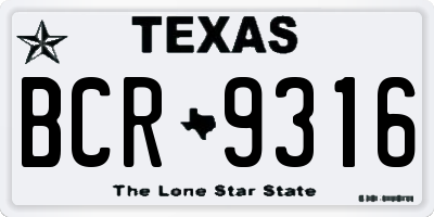 TX license plate BCR9316