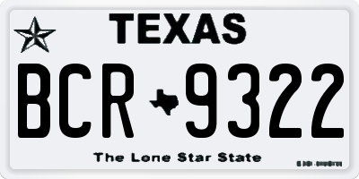 TX license plate BCR9322