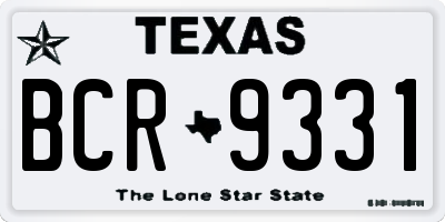TX license plate BCR9331