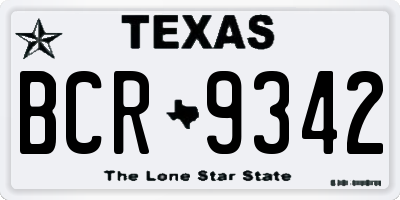 TX license plate BCR9342