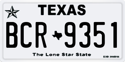TX license plate BCR9351