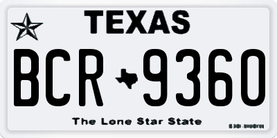 TX license plate BCR9360