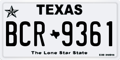 TX license plate BCR9361