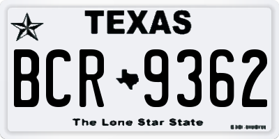 TX license plate BCR9362