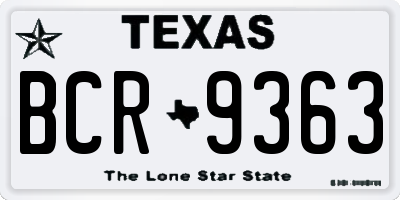 TX license plate BCR9363