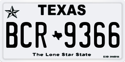 TX license plate BCR9366