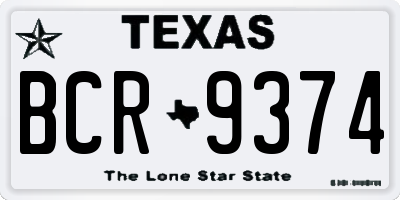 TX license plate BCR9374