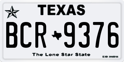 TX license plate BCR9376
