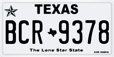 TX license plate BCR9378