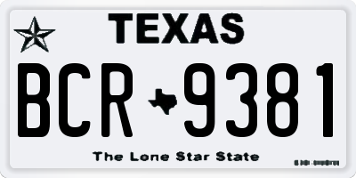 TX license plate BCR9381