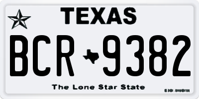 TX license plate BCR9382