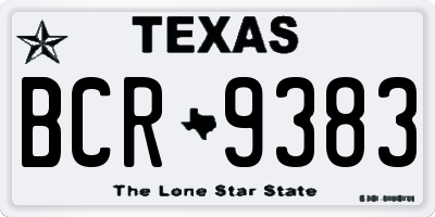 TX license plate BCR9383