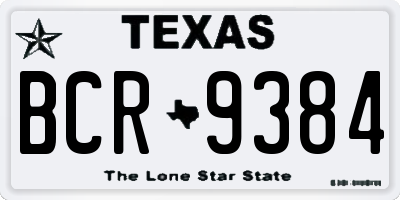 TX license plate BCR9384