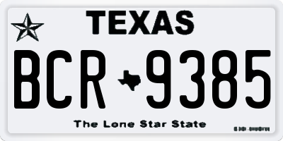 TX license plate BCR9385