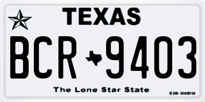 TX license plate BCR9403