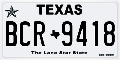 TX license plate BCR9418