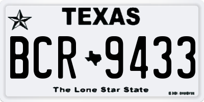 TX license plate BCR9433