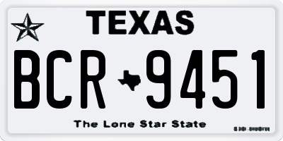 TX license plate BCR9451
