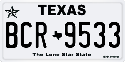 TX license plate BCR9533