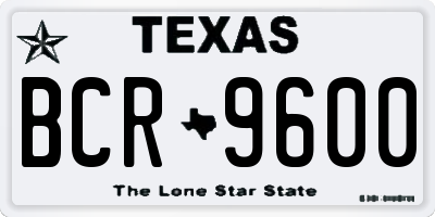 TX license plate BCR9600