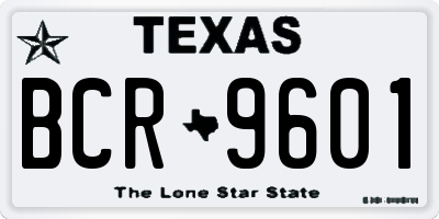TX license plate BCR9601