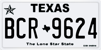 TX license plate BCR9624